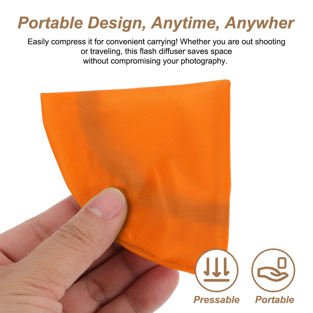 2pcs 7.1" x 7.1" Soft Mini Flash Bounce Diffuser Cap, for Flashlight, Orange