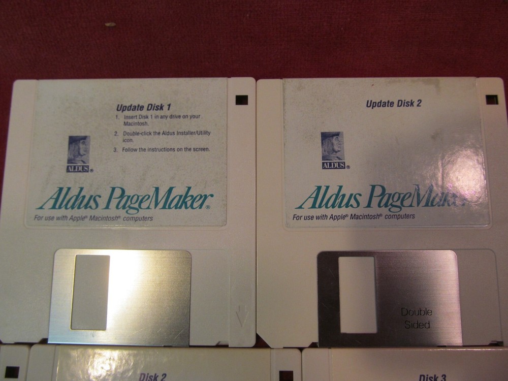 1990 ALDUS PAGEMAKER VERSION 4.0 PLUS UPDATE 3.5" DISKS APPLE MACINTOSH