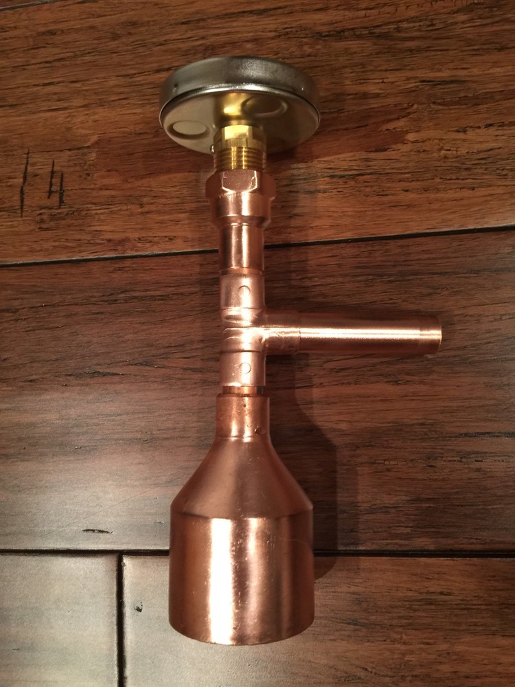 Thermometer & Copper Kit For Moonshine Still Keg Column. 1/2" NPT Thread Kettle