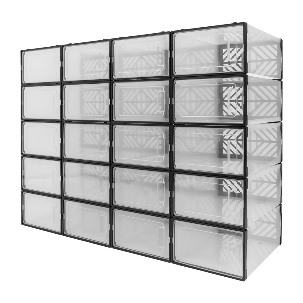 20 Pack Clear Plastic Shoe Boxes With Lids Stackable Storage Container Organizer