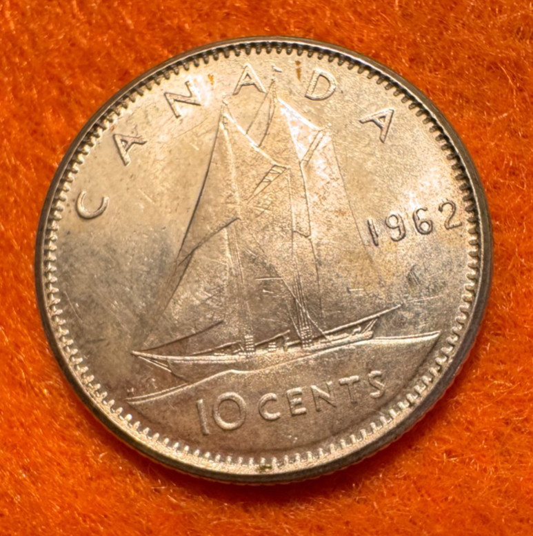 1962 Canada Sparkler Silver Dime / .800 Silver