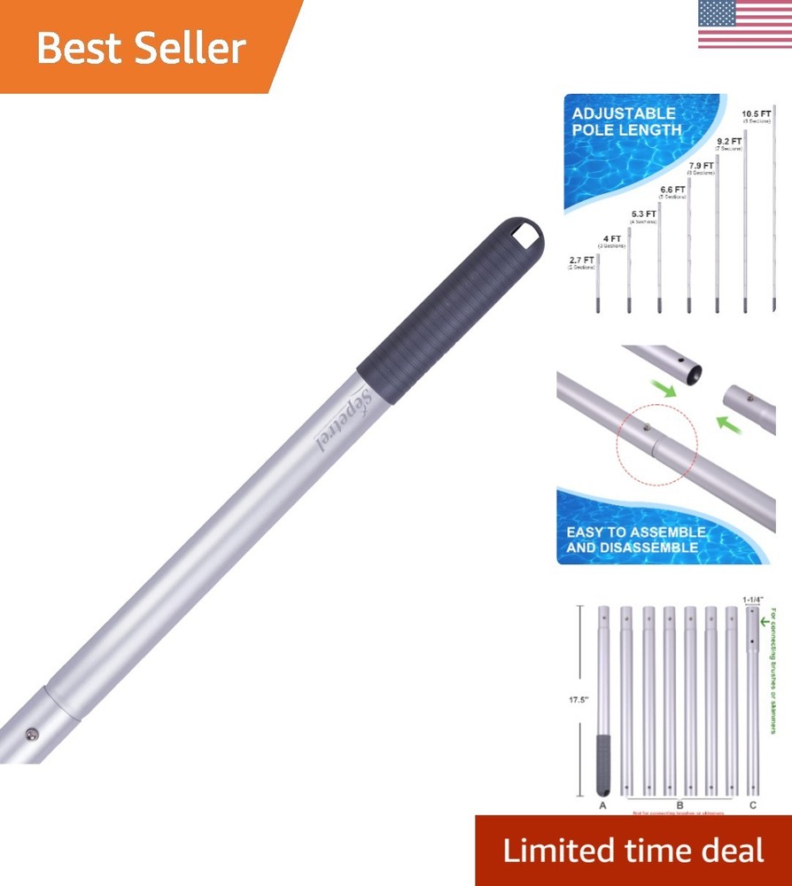 Rust-Resistant 10.5 Foot Pool Cleaning Pole - Compact & Universal Fit