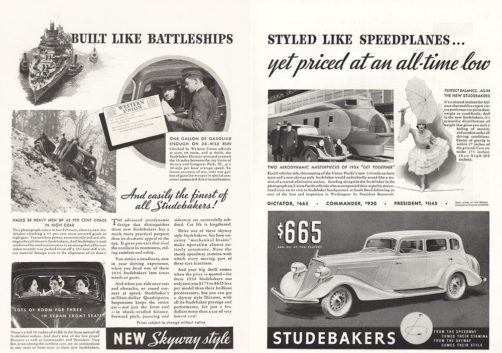 1934 Studebaker: Built Like Battleships Vintage Print Ad