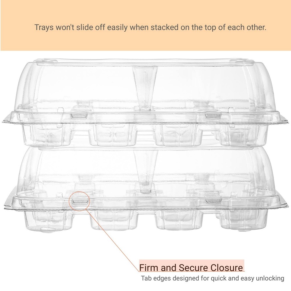 24 Pack Mini Cupcake Containers, 12-Count Plastic Cupcake Carrier, Stackable ...