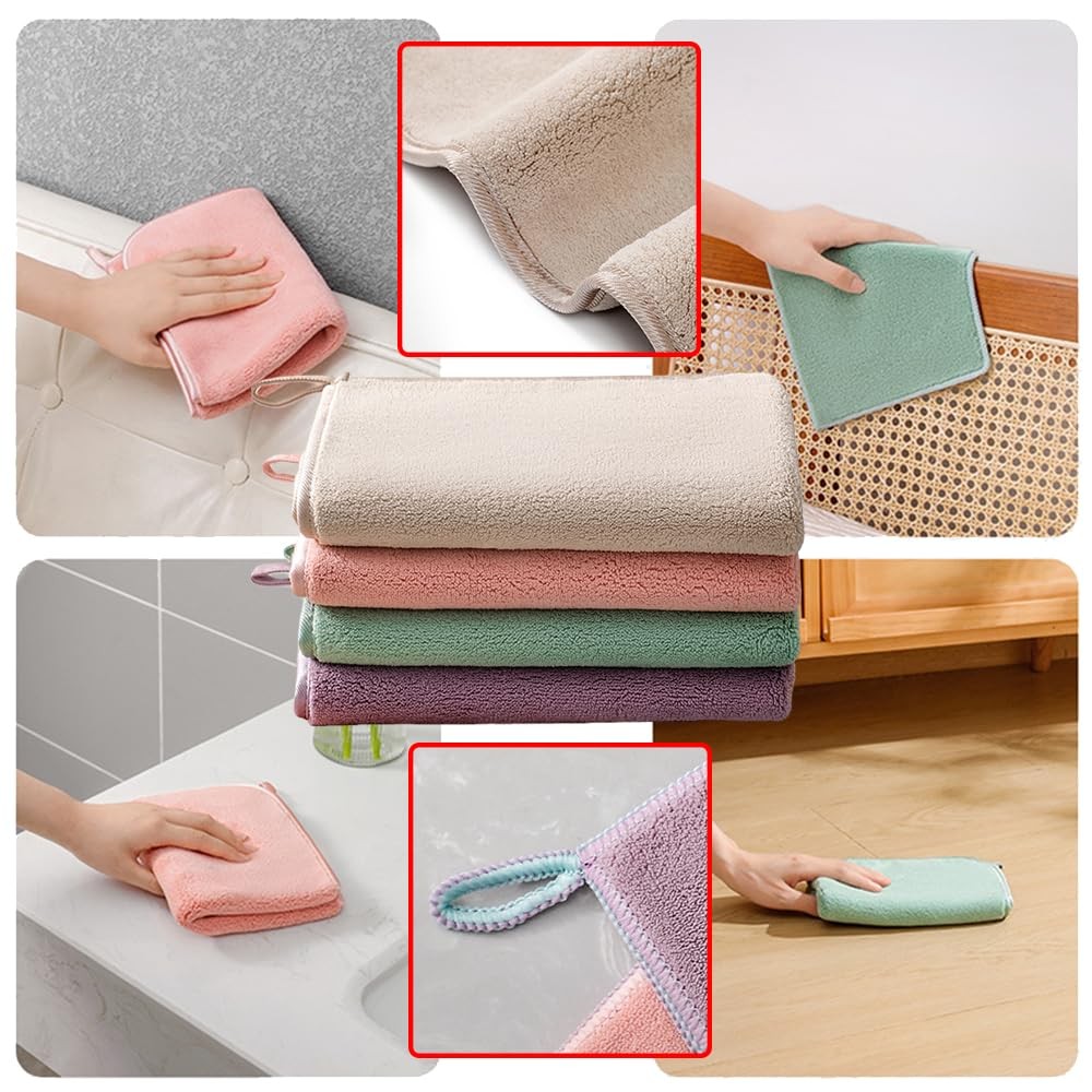 Thick Towel, Multifunctional Double-Layer Cleaning Towel, Soft Absorbent Hand...