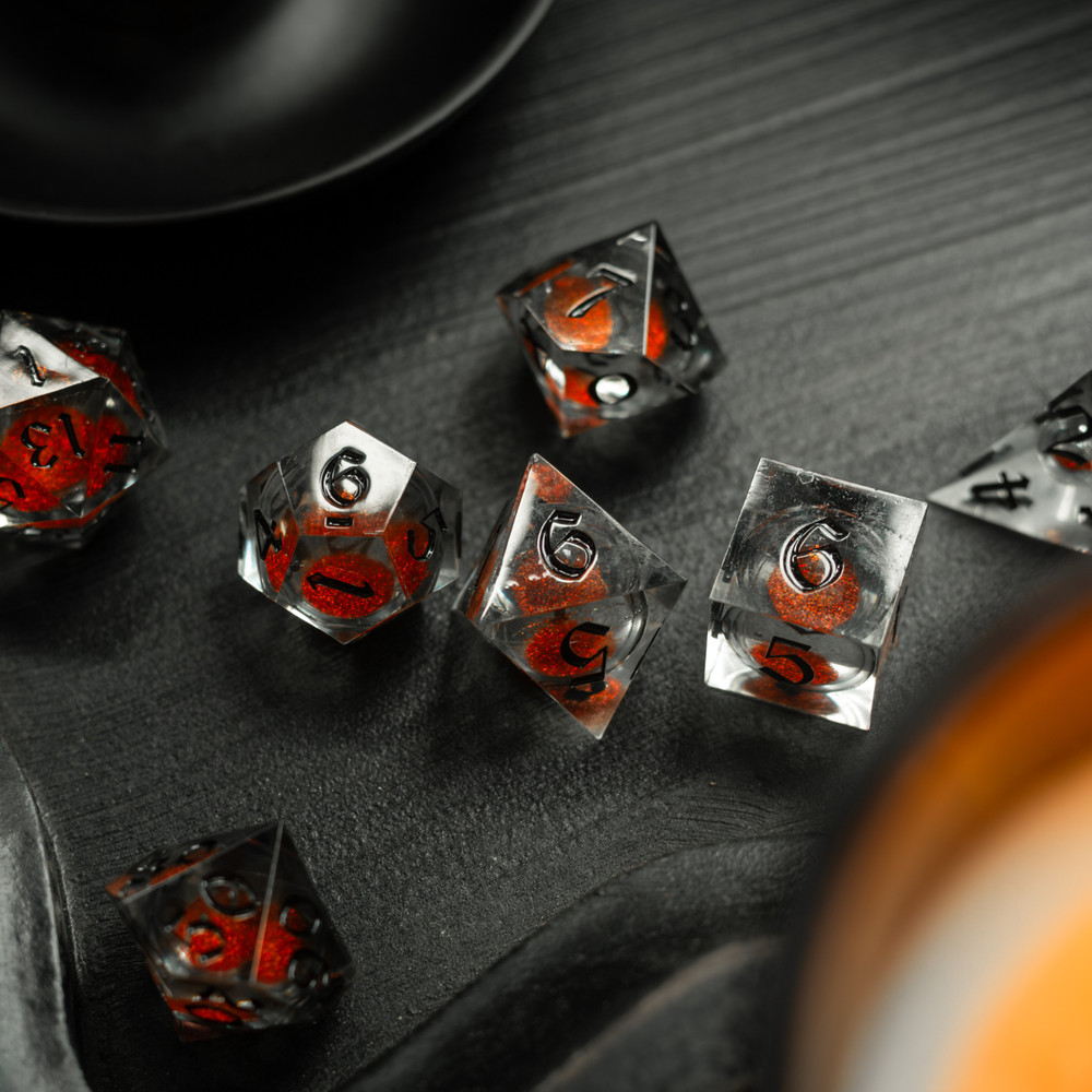 Orange Liquid Core Resin DND Dice Set