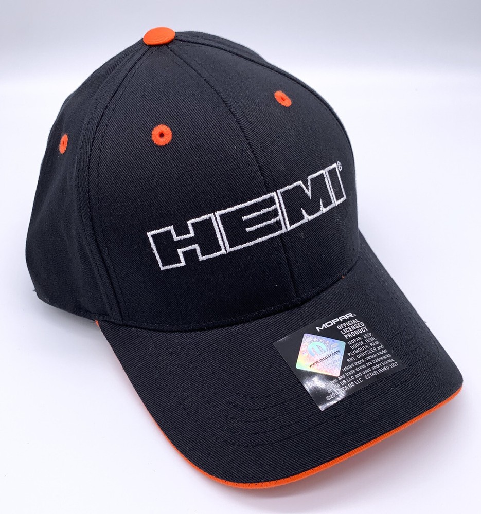 Hat / Cap - Black w/ Embroidered HEMI Script Emblem Logo - Licensed
