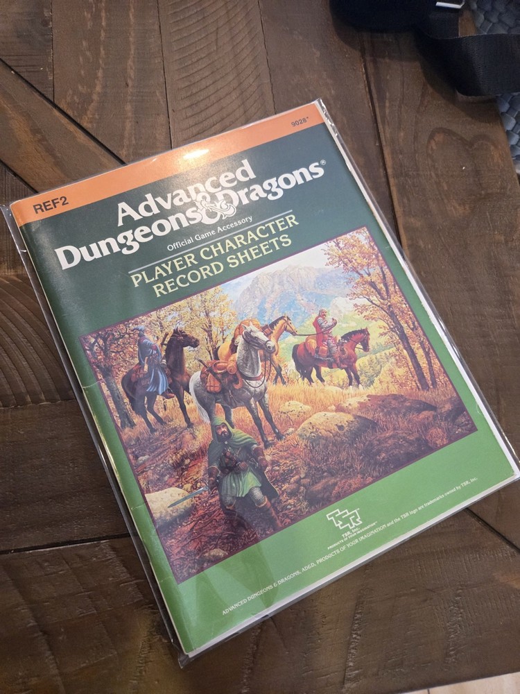 Advanced Dungeons & Dragons Player Character Record Sheets REF2 TSR AD&D 2E Pad