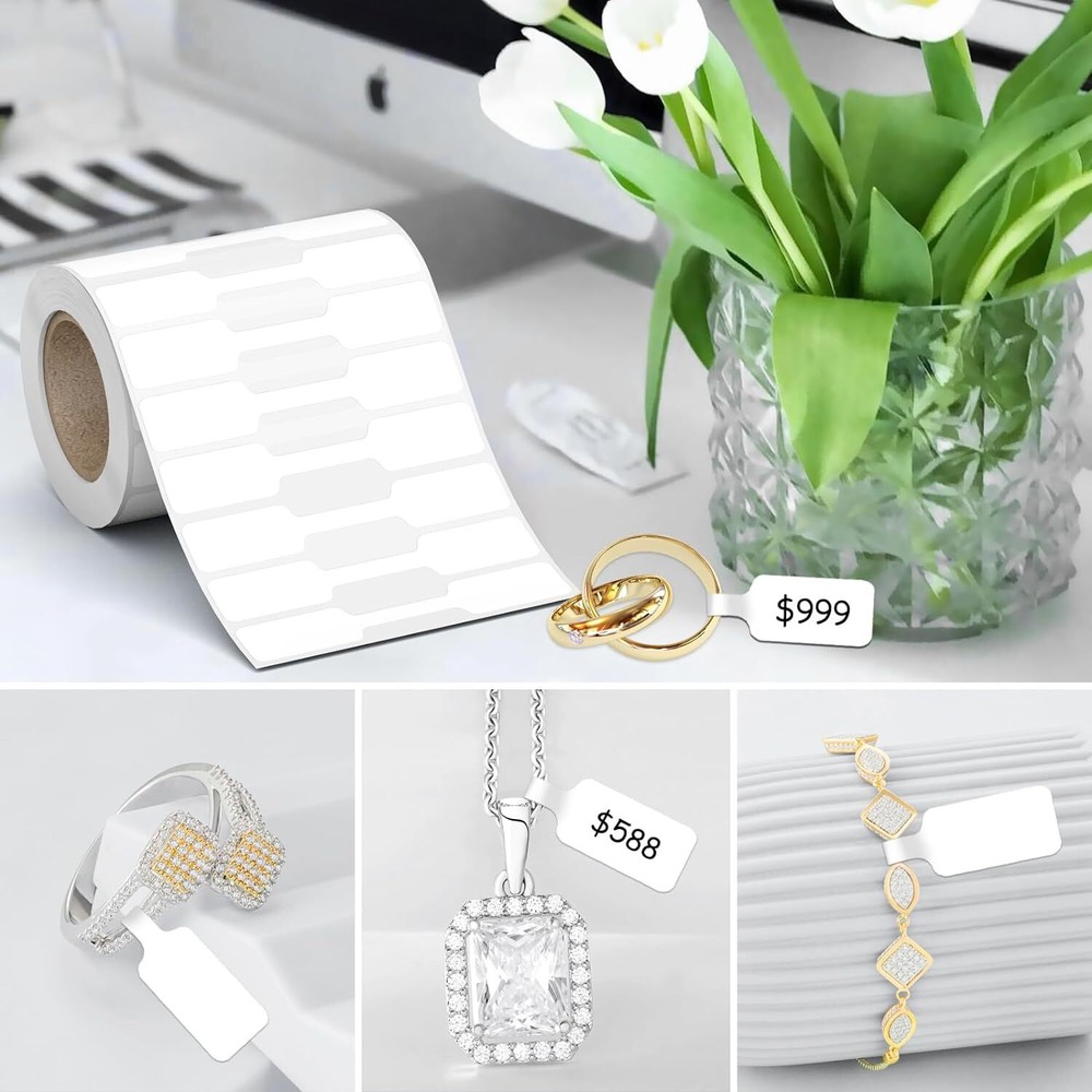 500Pcs Jewelry Price Tags: Rectangular Self-Adhesive Labels for Ring Display