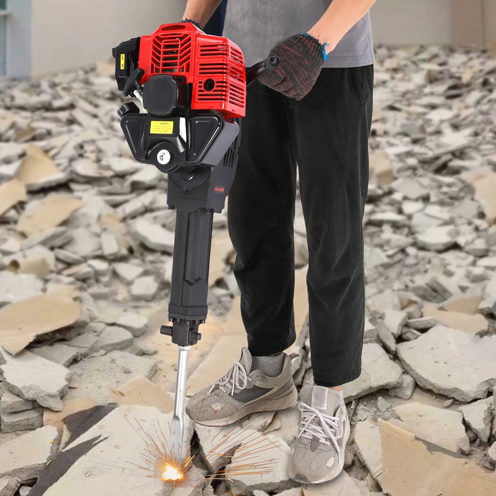 55J Gasoline Powered Demolition Jack Hammer Concrete Breaker w/ 2 Chisel Bits