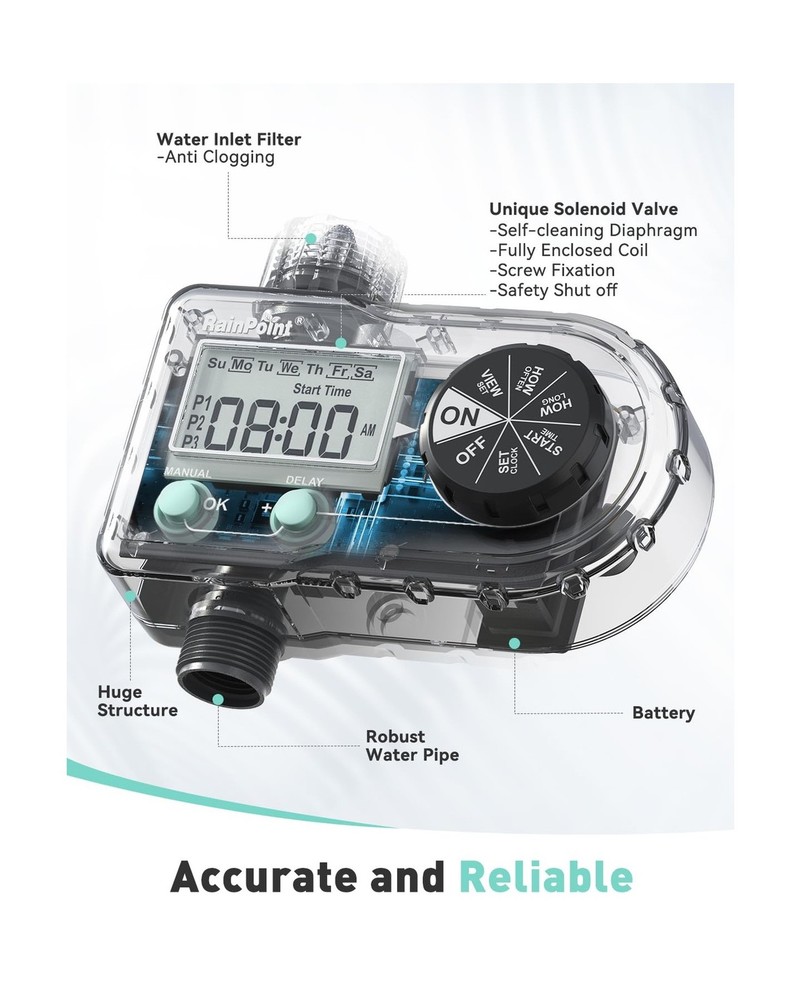 RAINPOINT Sprinkler Timer, Hose Timer with 3 Individual Programs, W... Fast Ship