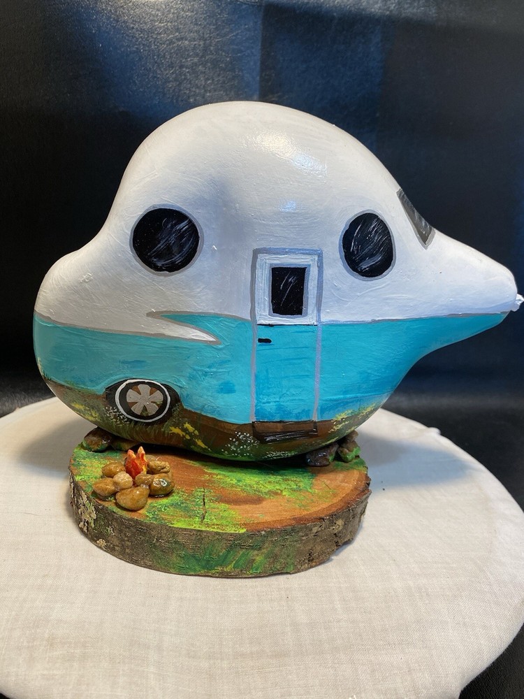 Handmade Hand Painted Funky Gourd Vintage Camper