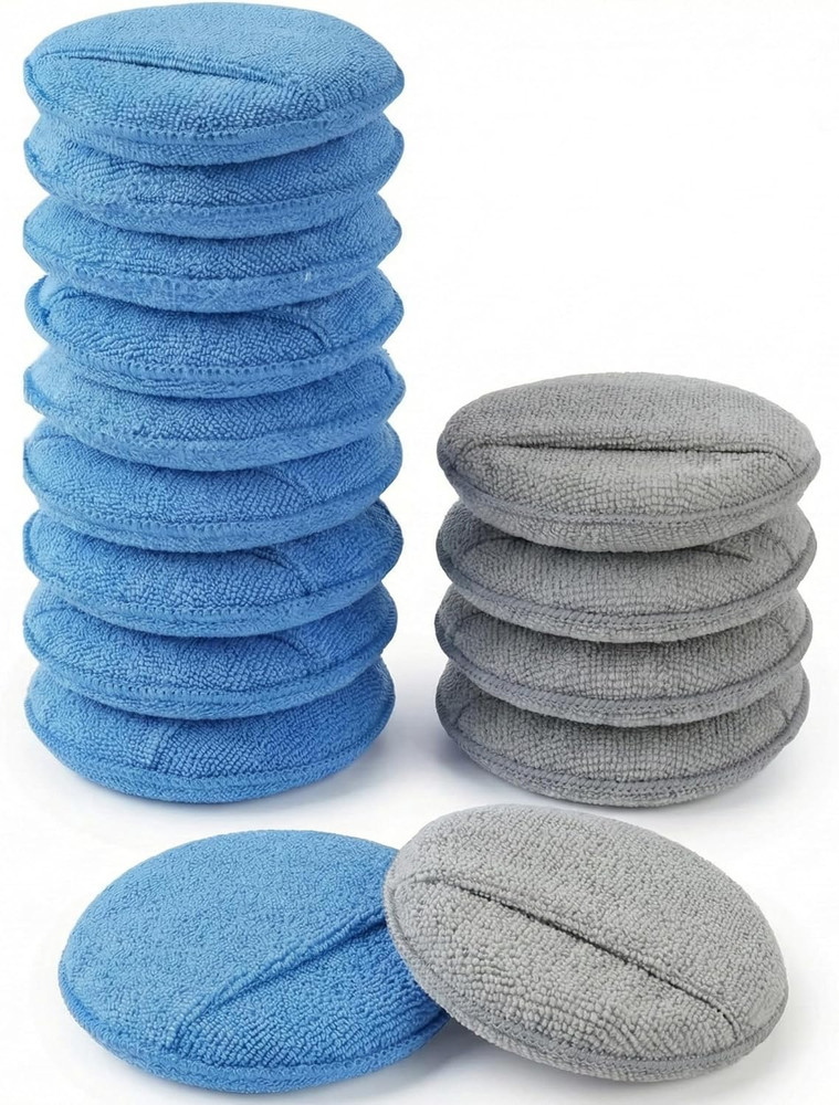 Wax Applicator Pad (15 Pack)，5 Inch Microfiber Wax Applicator Pads，Washable Reus