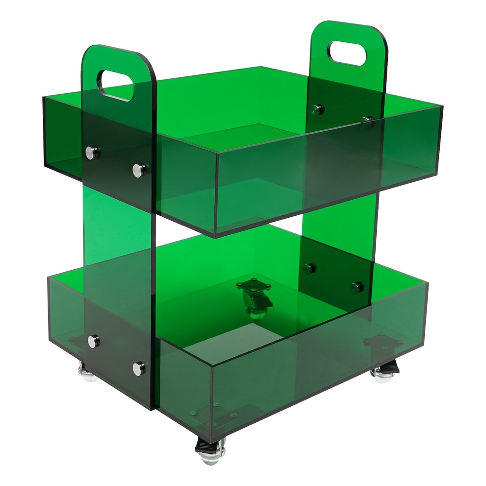 Modern Bedside Table Acrylic Side Table Free Standing Storage Rack with Wheels