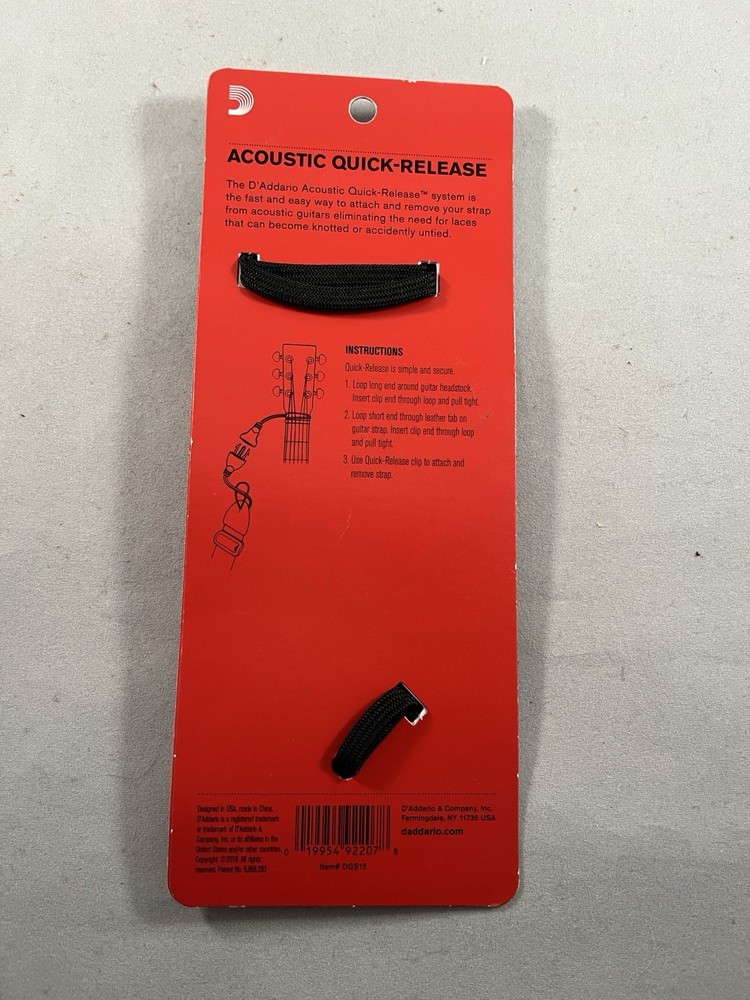 D'Addario Acoustic Quick-Release Strap Release Holder System DGS15