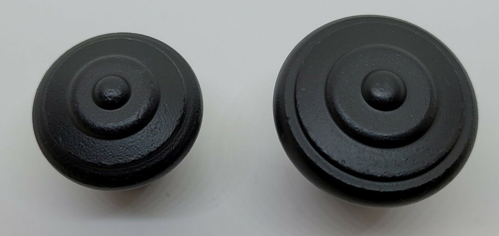 Small CAST IRON ROUND Knob pull handle black mid century modern antique retro