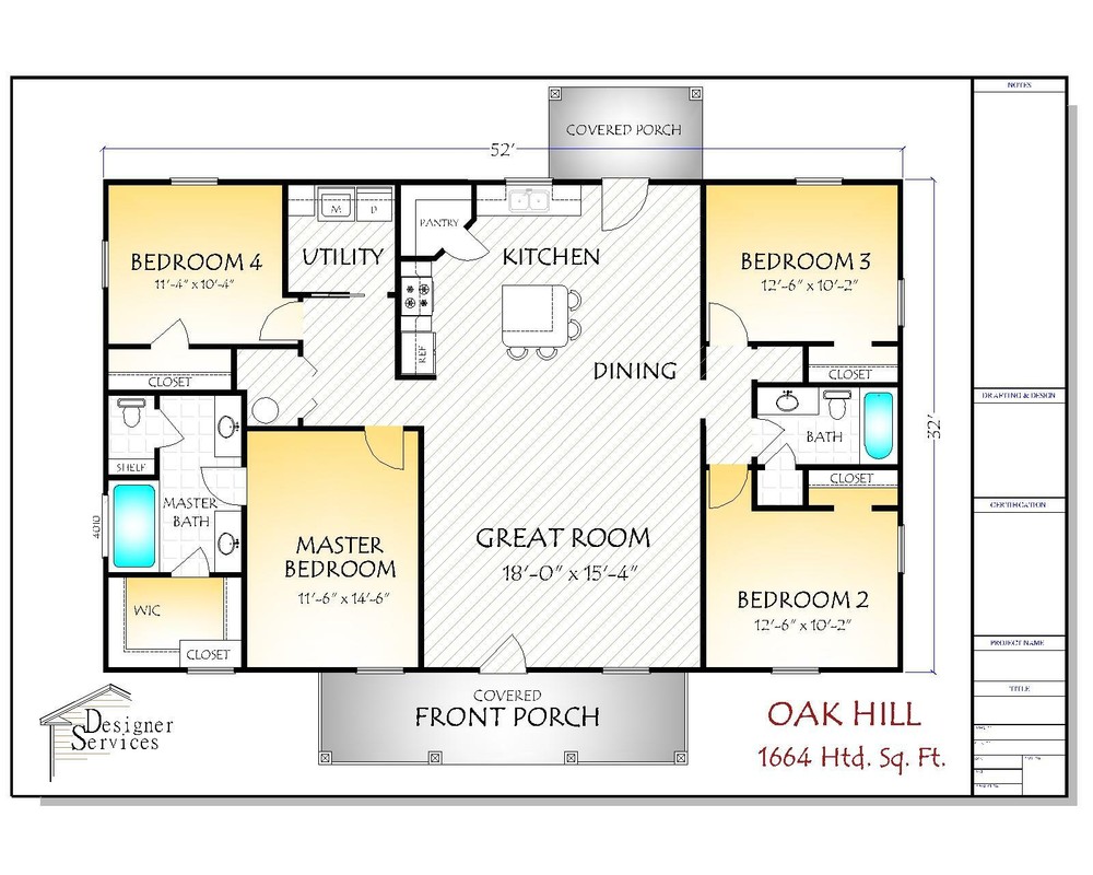 Oak Hill House Plan 1664 Heated Square Feet
