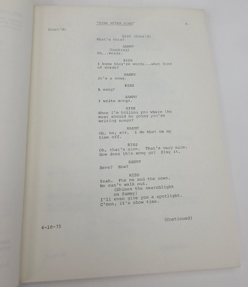 TIME AFTER TIME / Jack Rose 1975 Unproduced Screenplay Movie Script