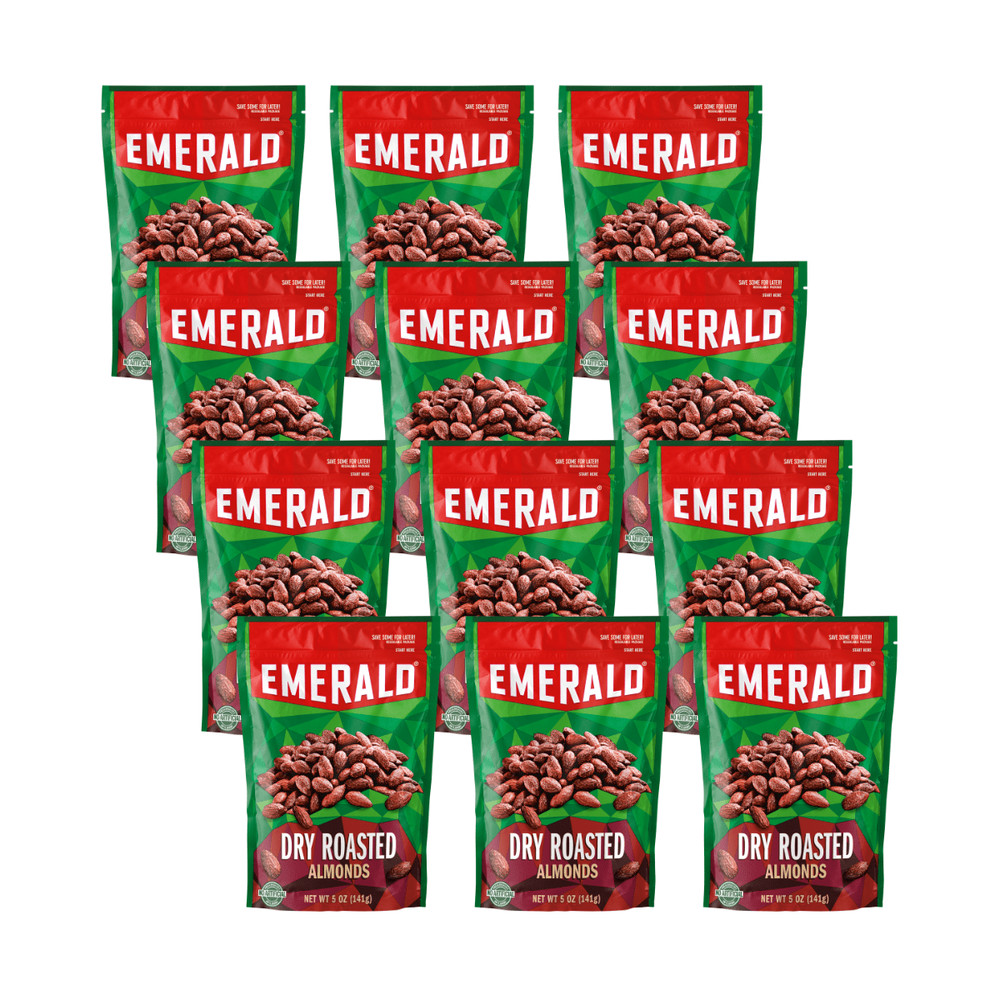 Emerald Dry Roasted Almonds Nuts, Non-GMO, No Artificial Flavors 5oz (12 Pack)