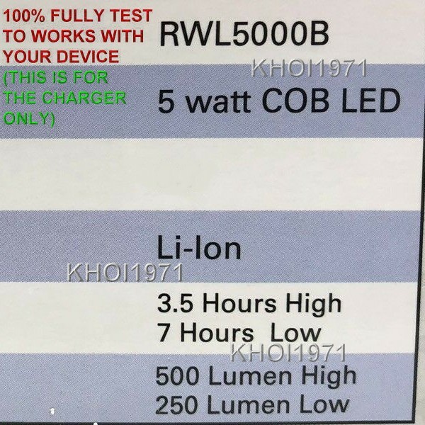 WALL Charger AC adapter for RWL5000B MATCO LED work light