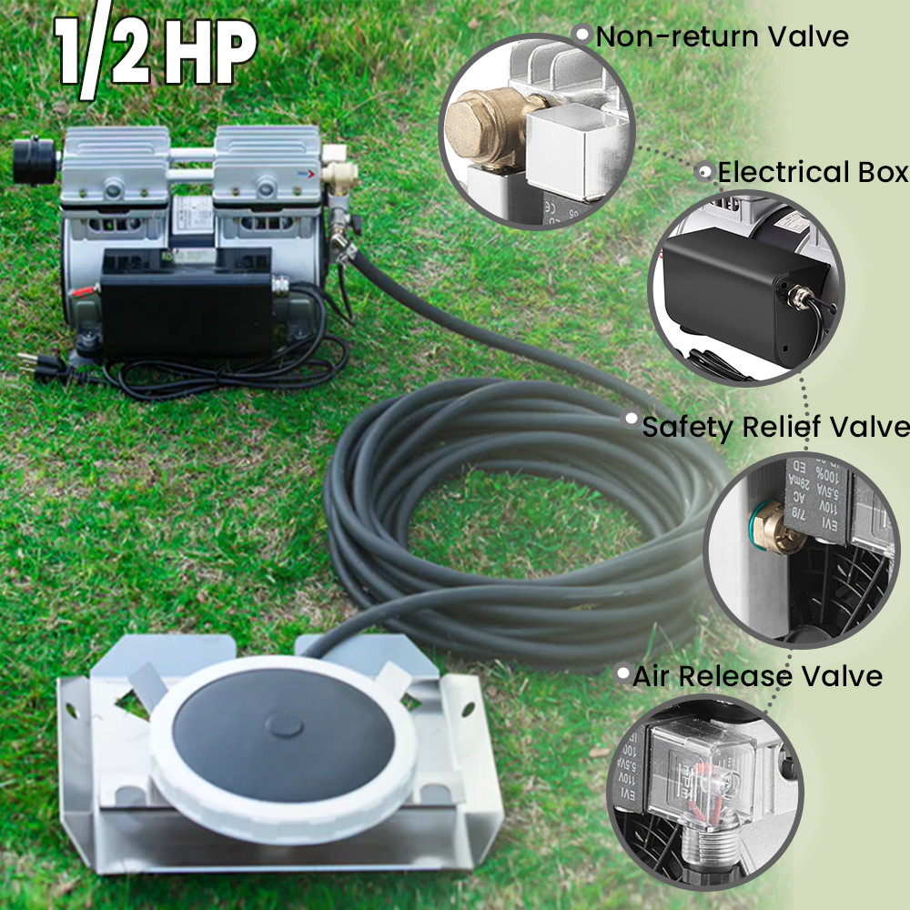 Pond Aerator Aeration Complete Kit + 100' Weighted Tube + 8.5" Diffuser Timer