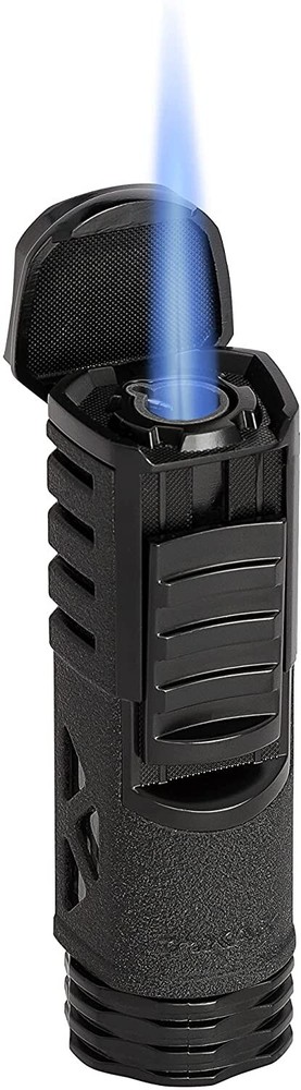 Xikar Tactical 1 Single Jet Flame Lighter, Cigar Rest On Top, Black