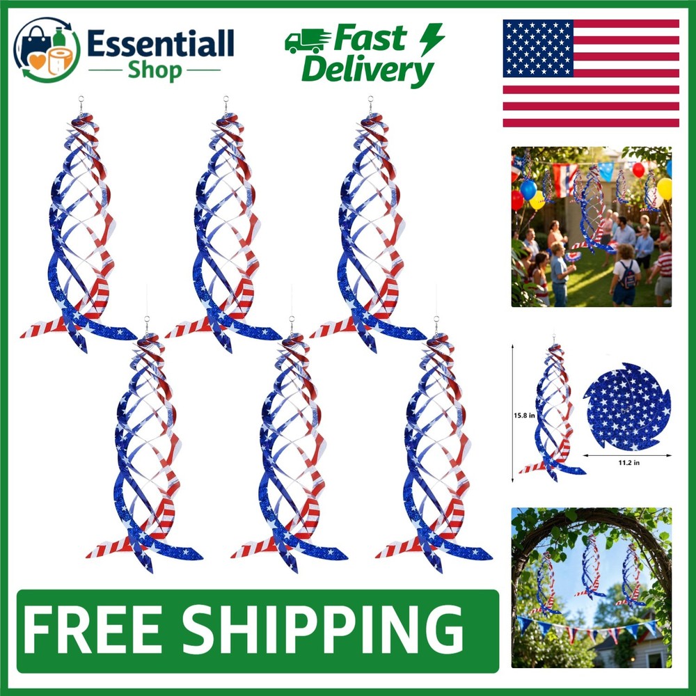 6 American Flag Reflective Garden Spinners - Effective Bird Deterrent Solution