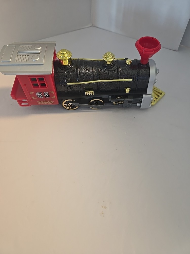Pull Back Train Locomotive Toy Red Black Gold 7" VGC
