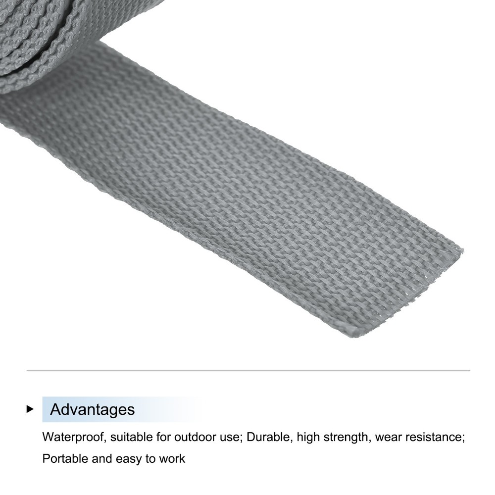 Lightweight Polypropylene Webbing Strap 0.8" 10 Yard Backpack Grey