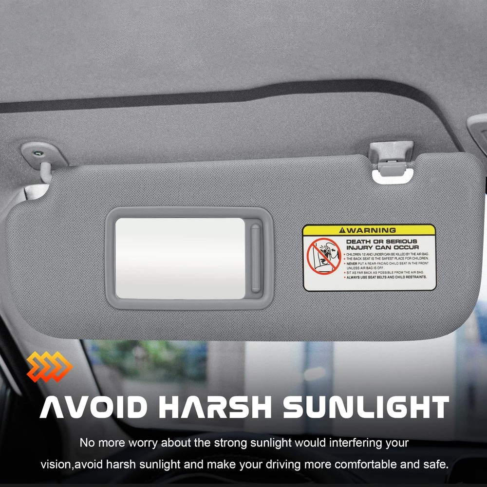 Gray Driver Left Side Sun Visor Replacement Compatible Side, Grey