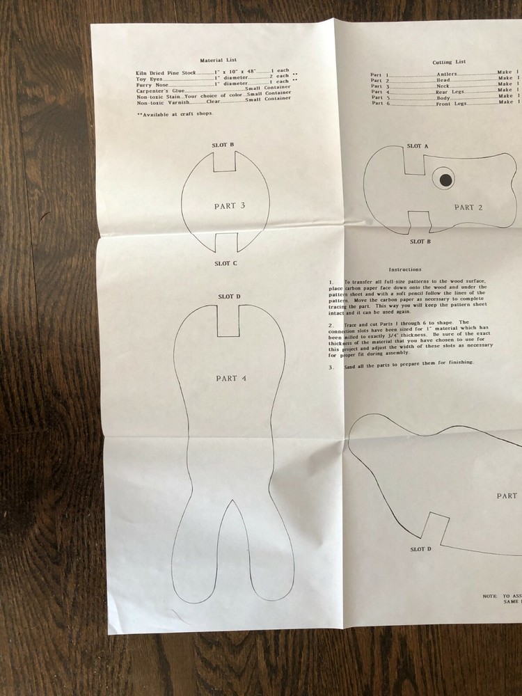 U-Bild Woodworking Project Instructions Pattern Pull-Apart Reindeer Plan No 819