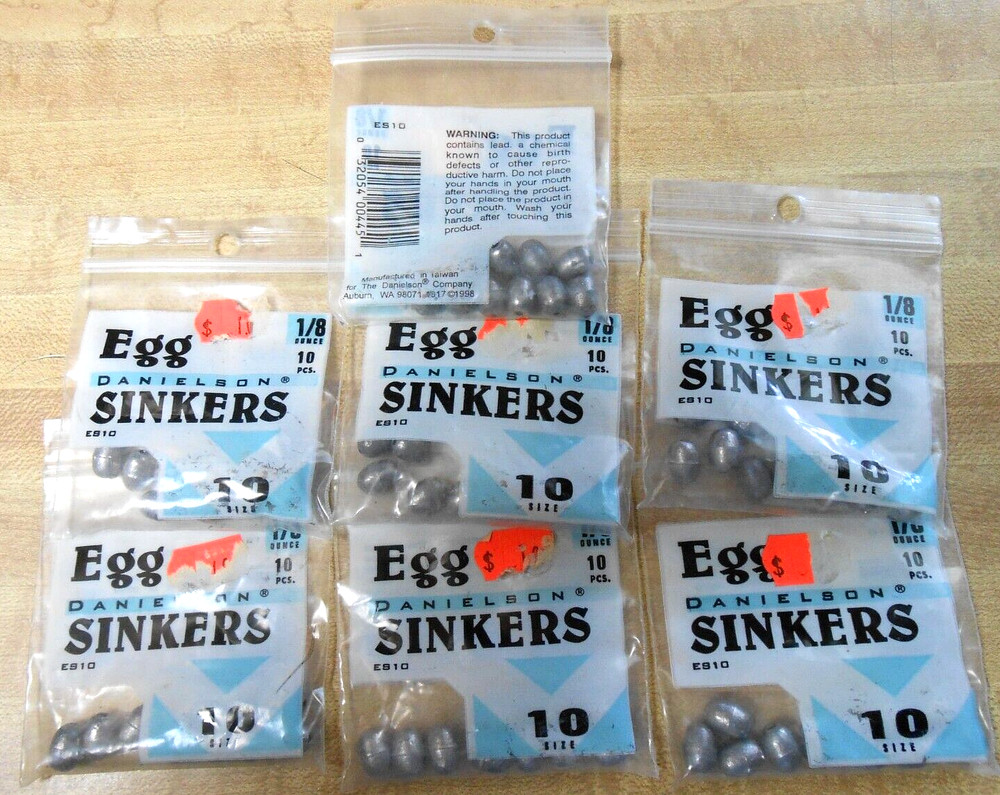 7 Packs Danielson ES10 Egg Sinker 1/8oz 10 pcs per pack.