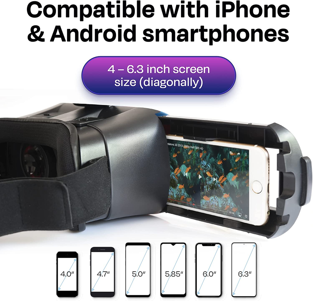 Bnext Silver VR Headset Compatible with Iphone & Android