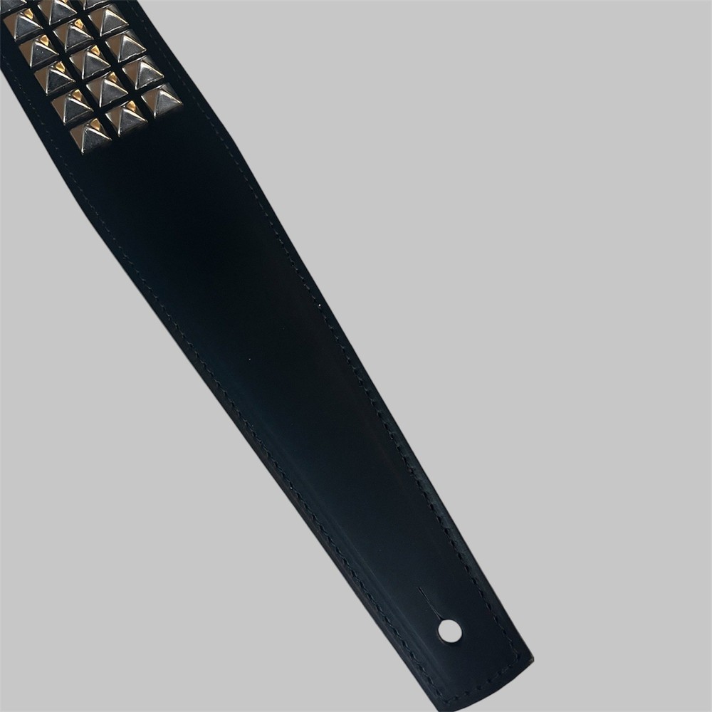 LEATHER BLACK STUDDED GUITAR STRAP Pyramid 2.5” Wide