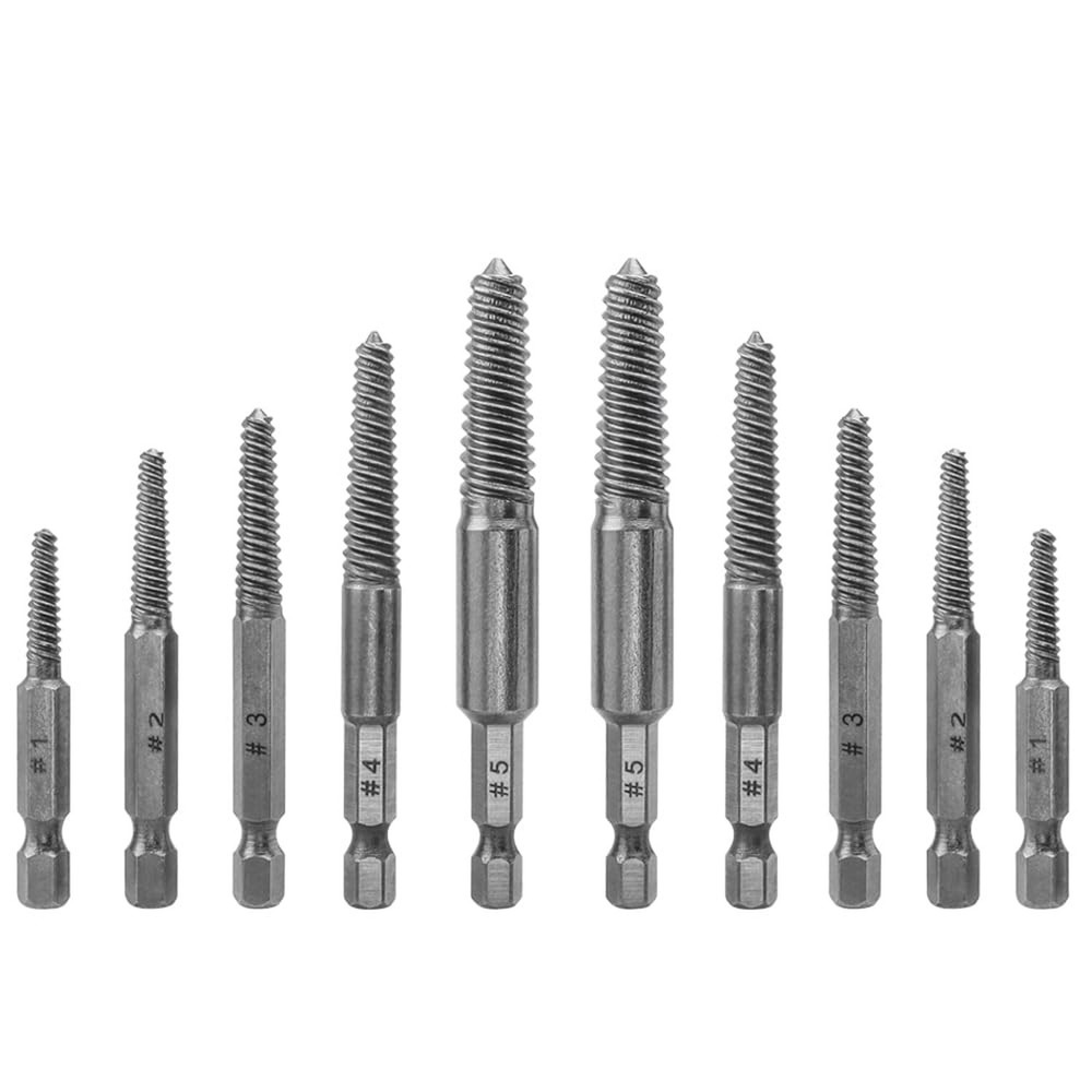 10Pcs Broken Screw Extractor Set, Stripped Screw Extractor Drill Bit Kit 1/4 ...