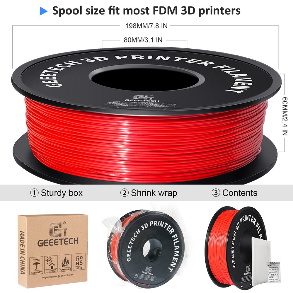 Geeetech Regular PLA Filament Red 1.75mm 1kg/Spool 3D Printer PLA Consumables