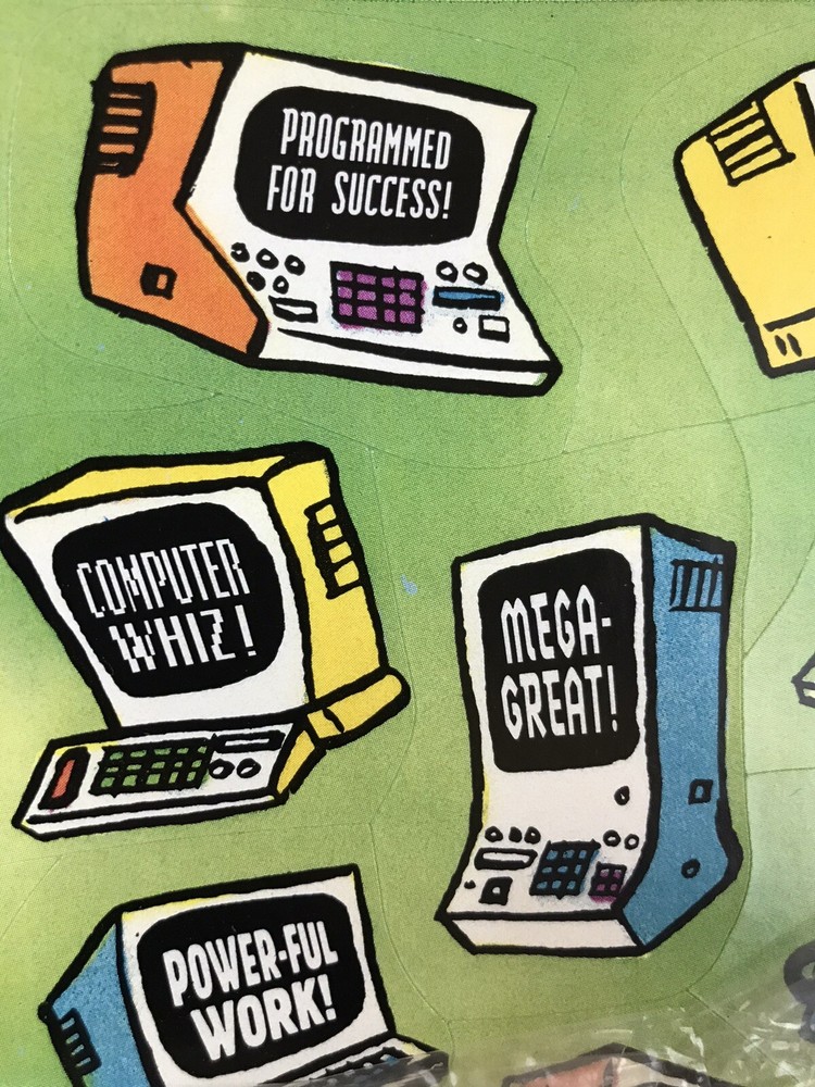 Vintage 80's Desktop Computer Stickers 3 Sheets "Great Input, Wow, What Drive!"
