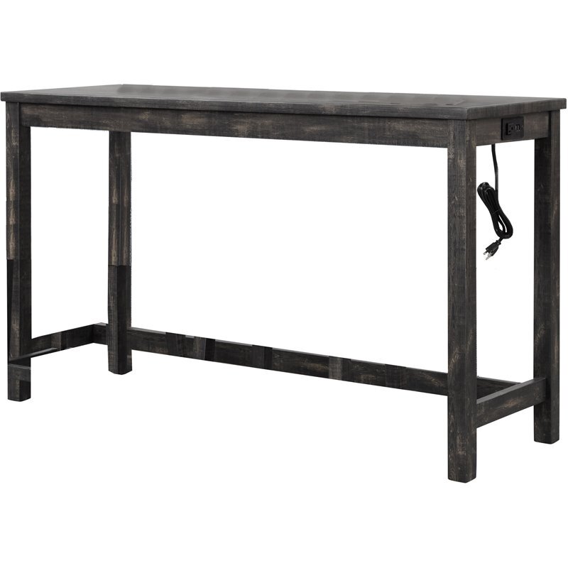 Best Master Furniture Yosef Rectangular Transitional Wood Bar Table in Charcoal