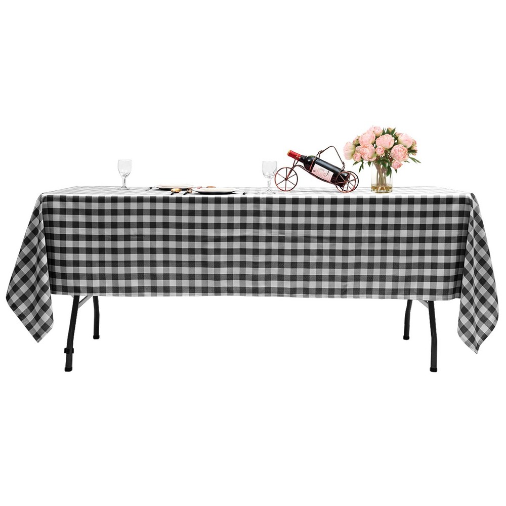 Topbuy 10PC 60x126" Rectangular Plaid Tablecloth Washable Polyester Table Cover