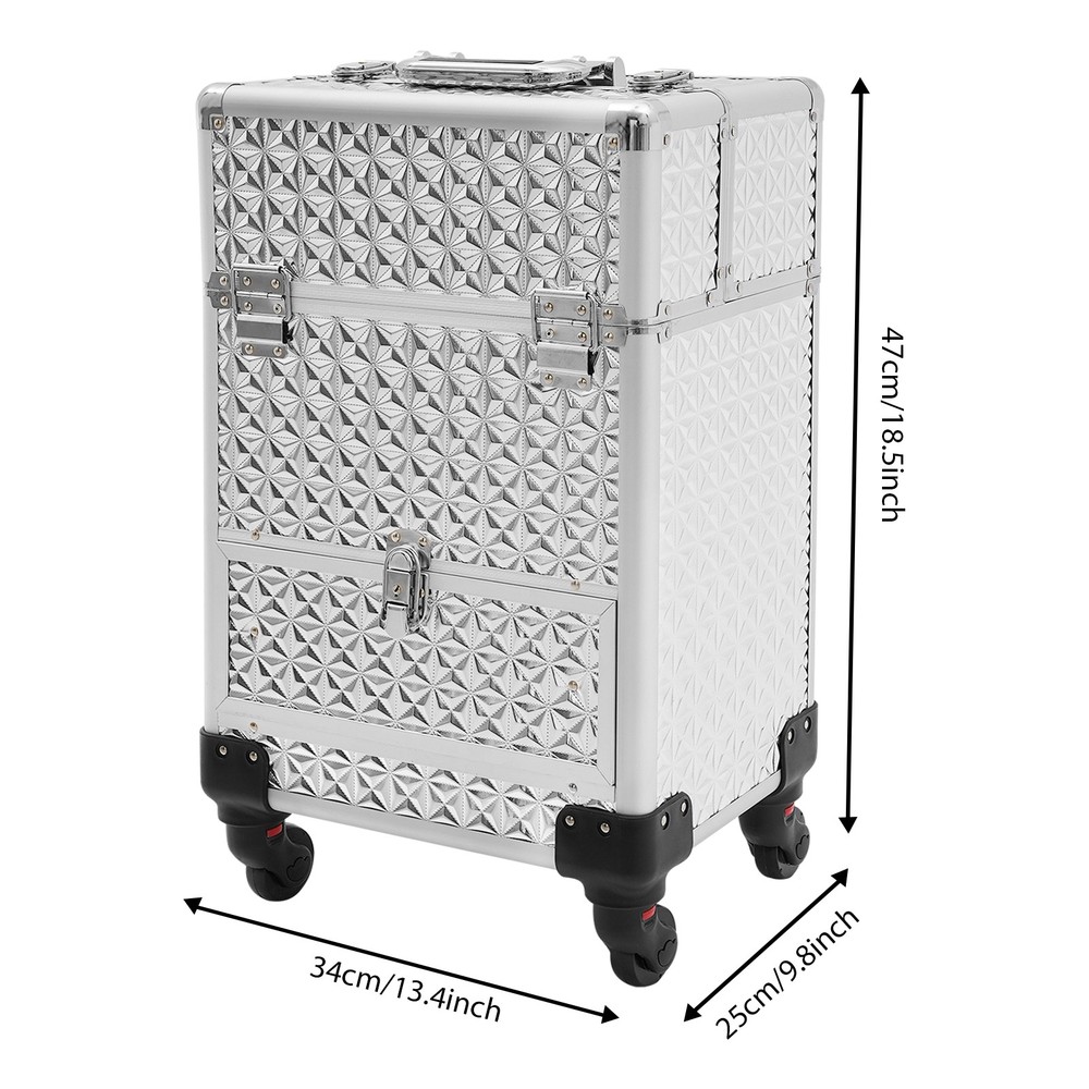 Rolling Makeup Case, Makeup Case, Makeup Case with 4 Universal Wheels
