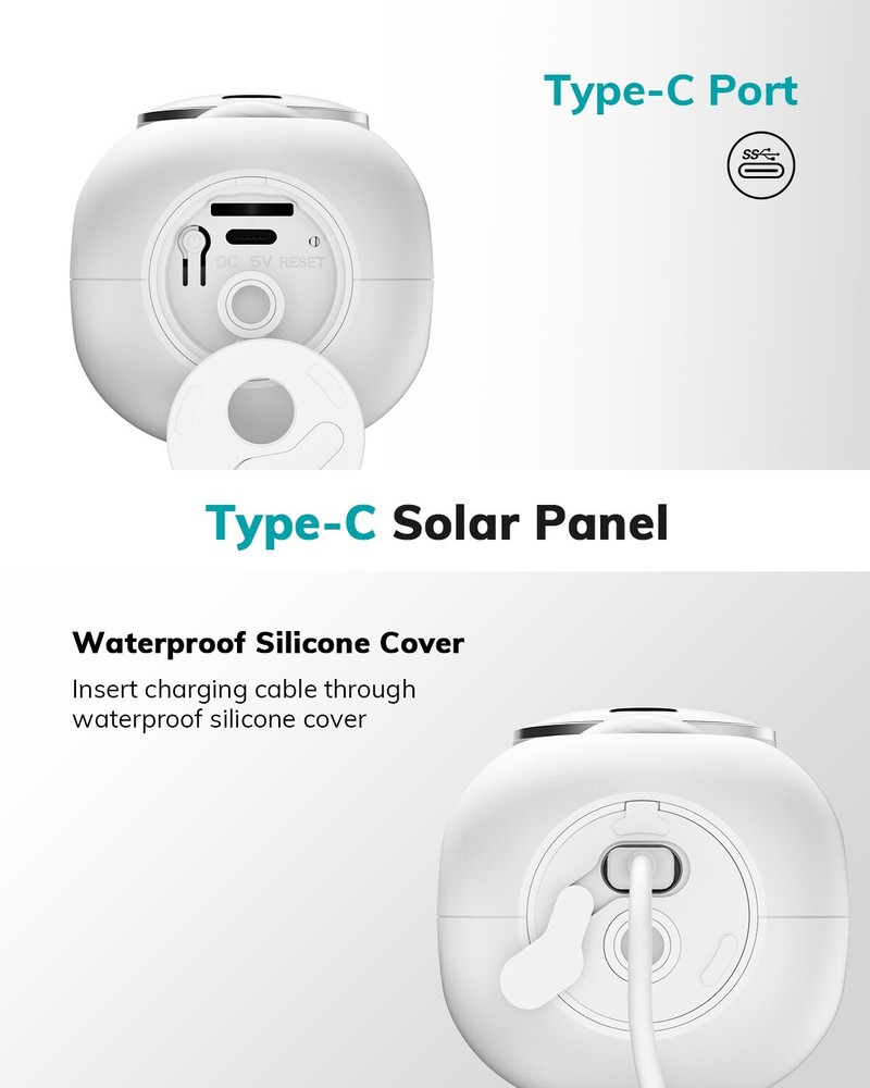 ZUMIMALL 3W Solar Panel for Security Cameras Type C Port