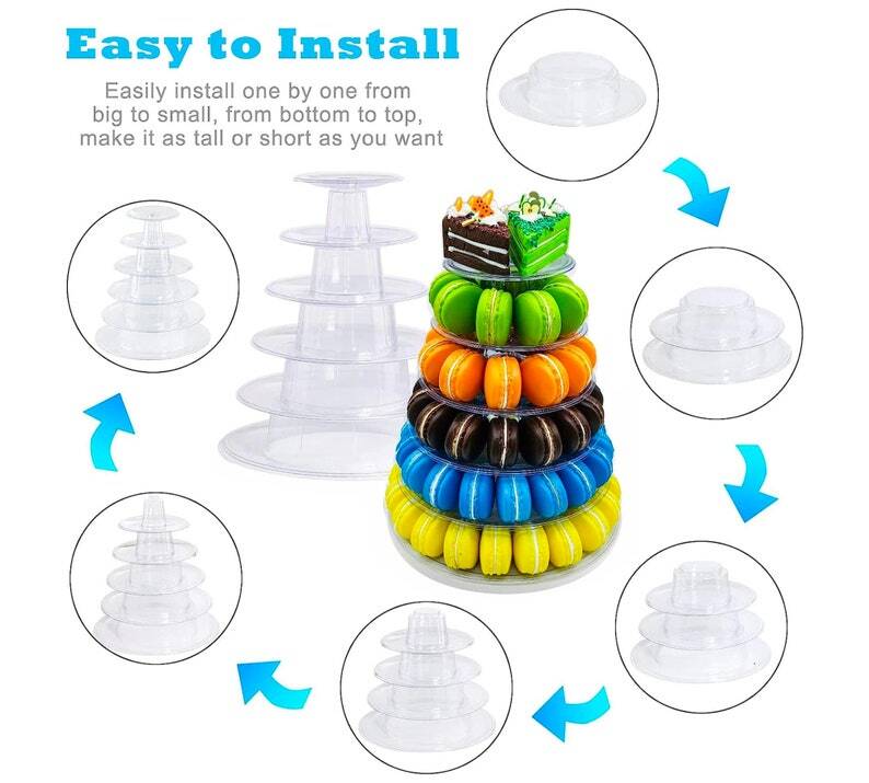 Macaron Cupcake Stand 6 Tier Large Macaron Dessert Tower Display Round Cupcake