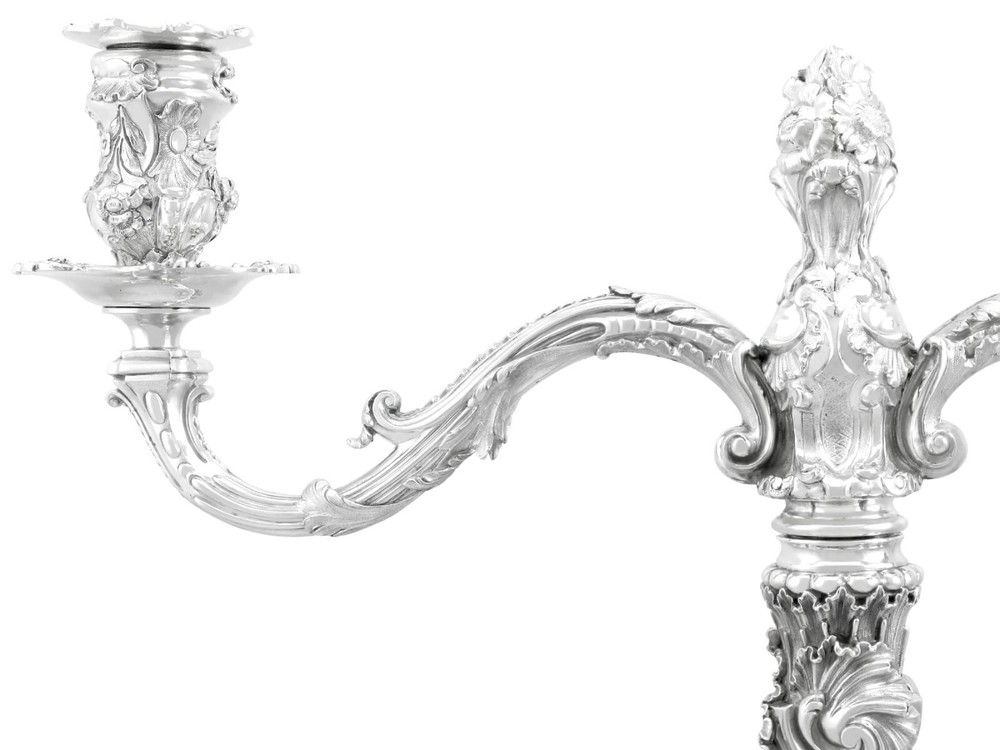 Sterling Silver Two Light Candelabrum Antique Victorian
