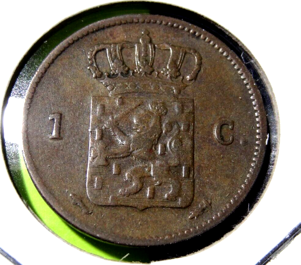 1863 Netherlands Copper Cent 1C Coin William III Ruler