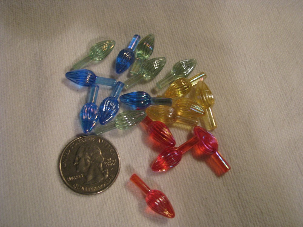 18 Replacement Multi-Color Plastic "Light Bulbs 7/8" L Ceramic Christmas Trees