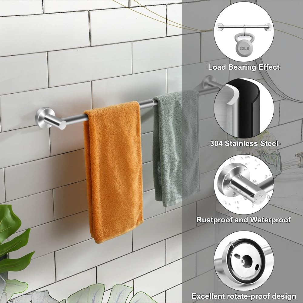 Adjustable Towel Rack for Bathroom Wall Mounted Rustproof Silver 1 Pack