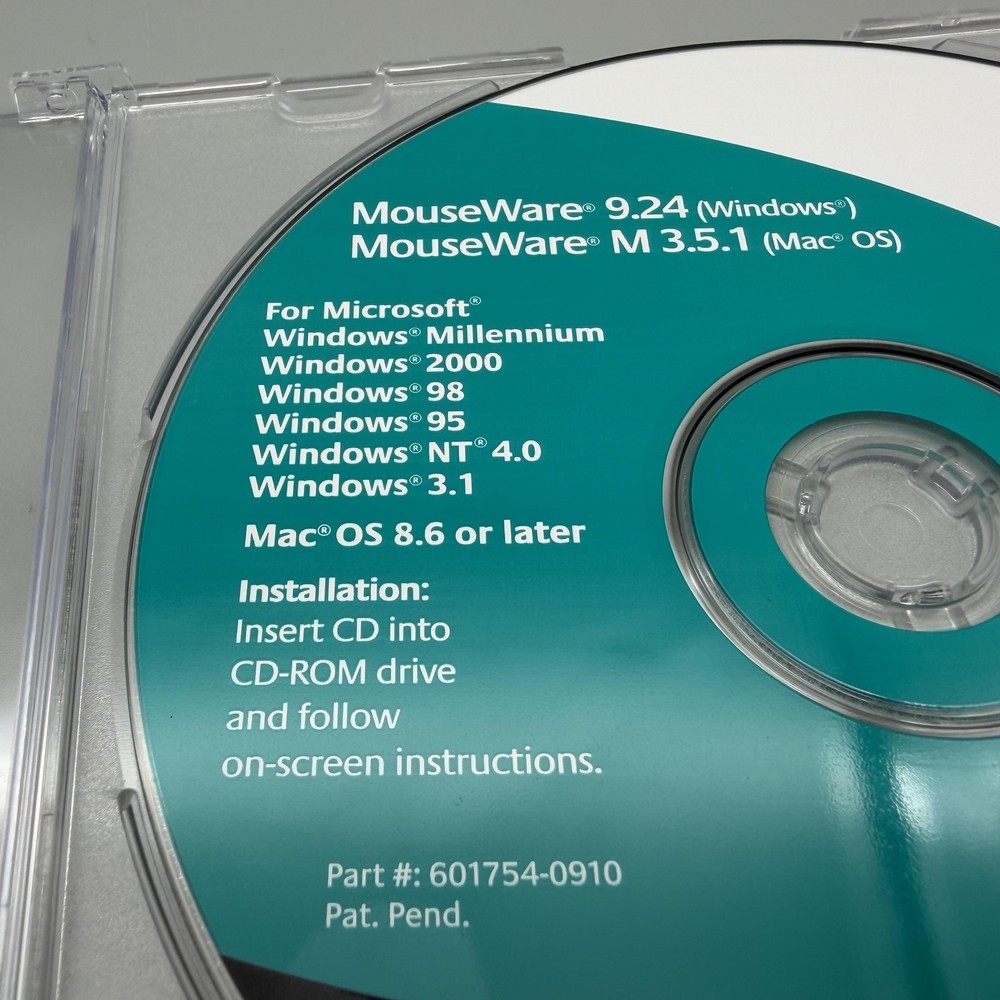 Vintage 2000 Logitech MouseWare 9.24 M 3.5.1 Driver CD-ROM Mac Windows Software