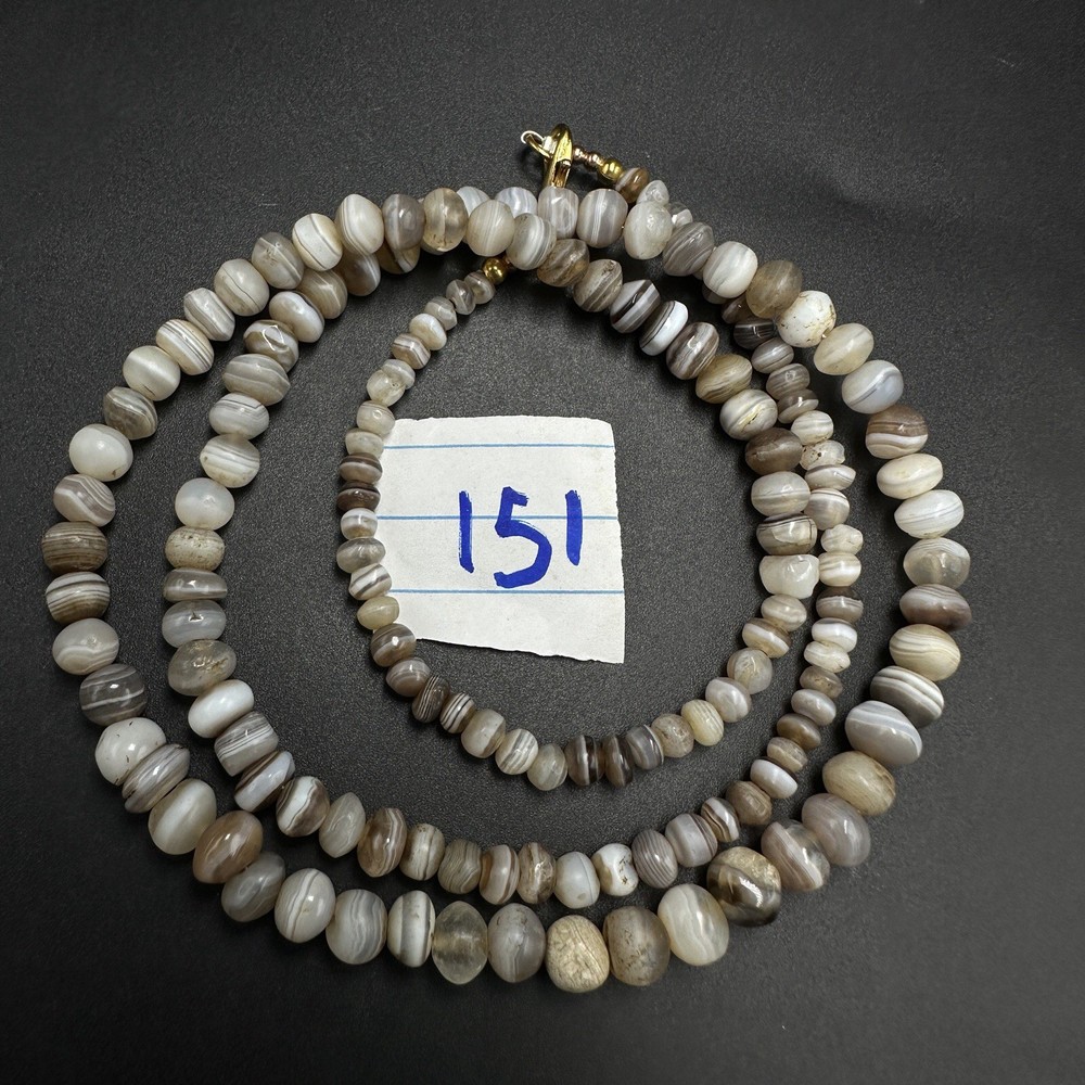 Lot 151 Ancient Old Soleimani Banded Agate Beads Necklace