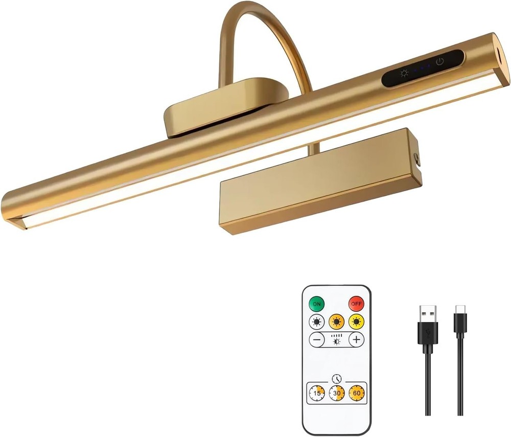 Elegant Gold Dimmable Picture Light with Infrared Remote and Timer Function