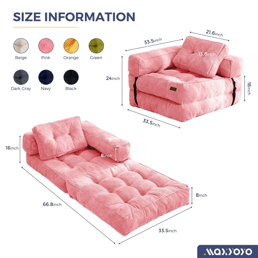 Folding Sofa Bed, L-Shaped Convertible Sofa Bed with Armrest Foldable Sleeper...